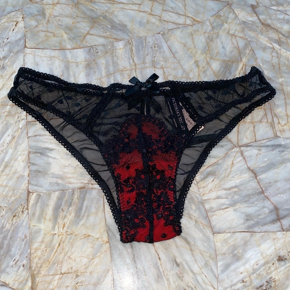 VS Very Sexy Panty Underwear Small Black/Red - Picture 4 of 8